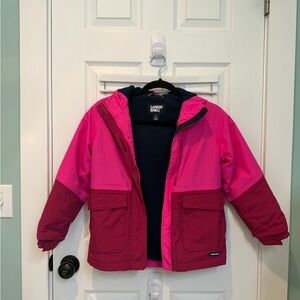 Lands' End Kids Two-Tone Pink and Red Winter Coat